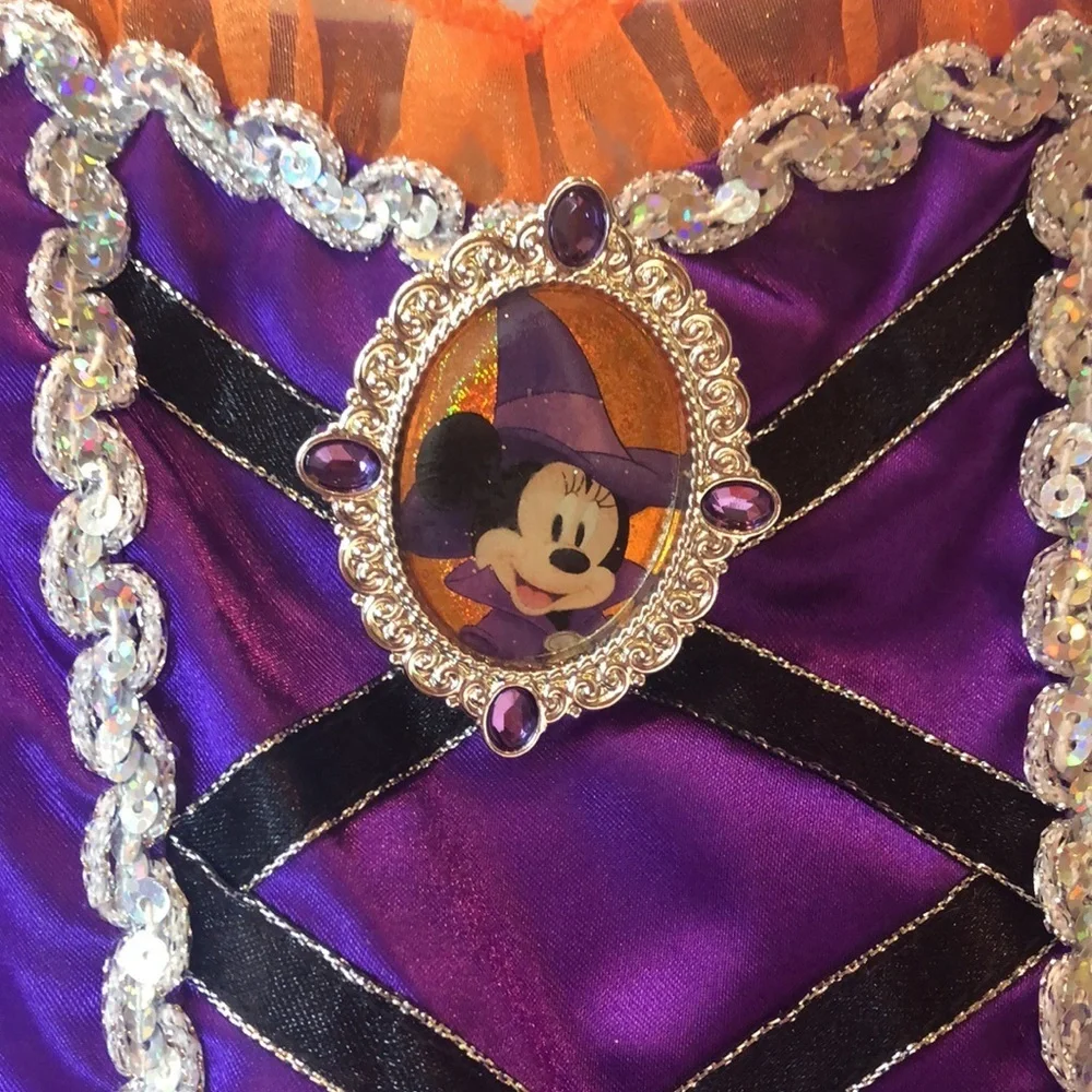 Disney Minne Mouse Princess Witch Purple Orange Sparkle Costume Girls 130 7/8